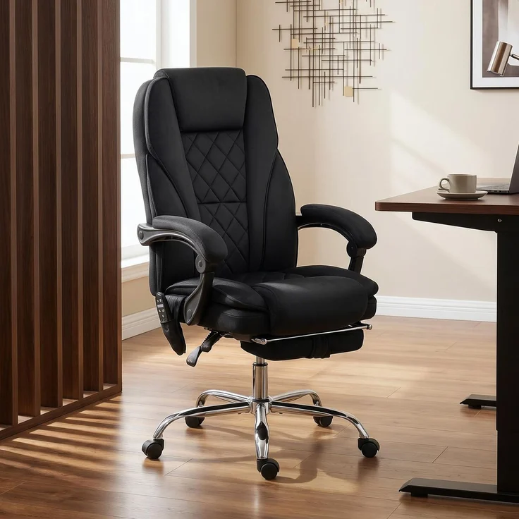 Wohnora-Bürostuhl Ergonomisch mit Vibrationsmassage und Wärme, Schwarz,H 1190cm x T 720cm x B 350cm,Black – Bild 3