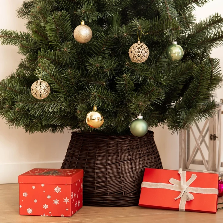 KADAX Weihnachtsbaumrock aus natürlicher Flechtweide, handgefertigte Abdeckung für Christbaumständer, Hülle für Weihnachtsbaumständer, Weihnachtsbaumring (50 cm) – Bild 4