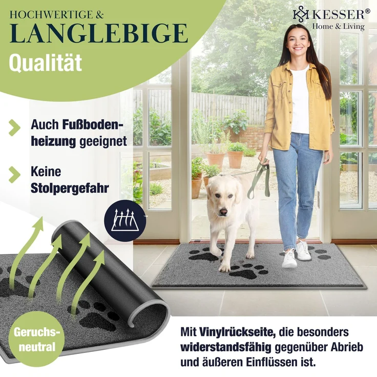 KESSER® Schmutzfangmatte rutschfeste Fußmatte für Innen- & Außenbereich waschbar & wetterfest | Türmatte Wohnungseingang | Teppich für Büro & Vorzimmer | Fußabtreter Fußabstreifer Motiv, Anthrazit / Schwarz, 50x80cm – Bild 7
