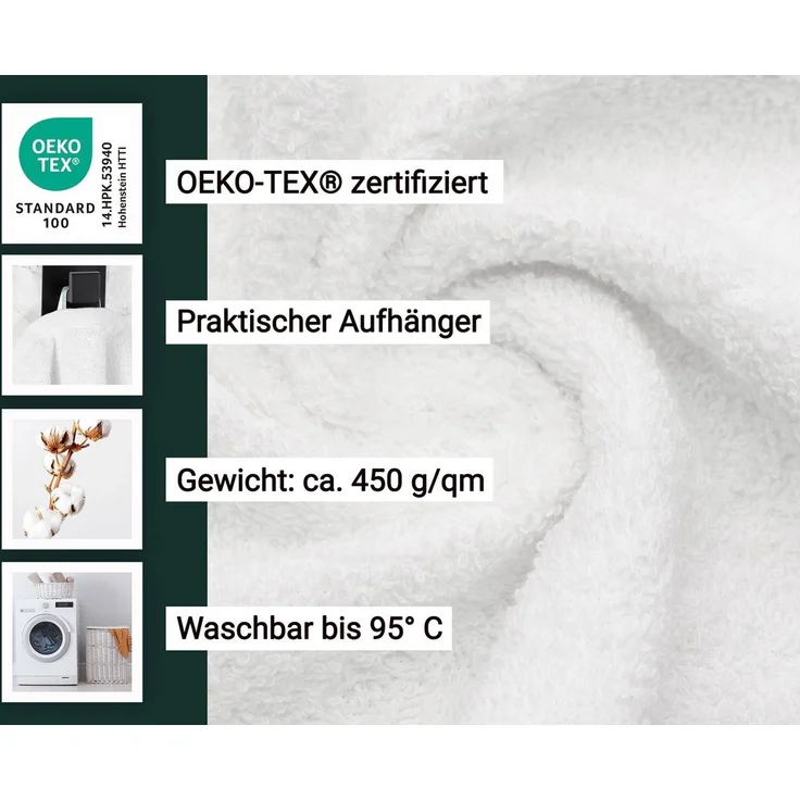 ZOLLNER Badetücher, Walkfrottier (2-St), 100 x 150 cm, 100% Baumwolle, Hotelqualität – Bild 3