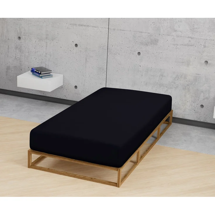 biberna Feinjersey-Spannbetttuch 0077144, schwarz, 1x 90x190 cm - 100x200 cm – Bild 3