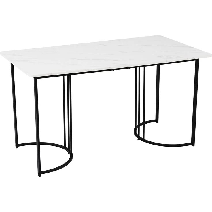 TavilaEcon Esstisch Multifunktionaler Esstisch mit modernem Marmor-Muster weiß 75 × 80 × 140 cm (H × T × B) – Modell WF314889AAS – Bild 5