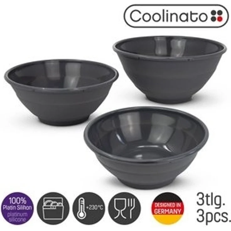 Coolinato Schüssel Set 3tlg grau aus Silikon, Silikon – Bild 6