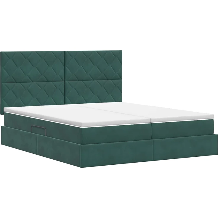 vidaXL Aufbewahrungsbett mit Kopfteil Dunkelgrün 200 x 200 cm Samt 3459846 – Bild 8