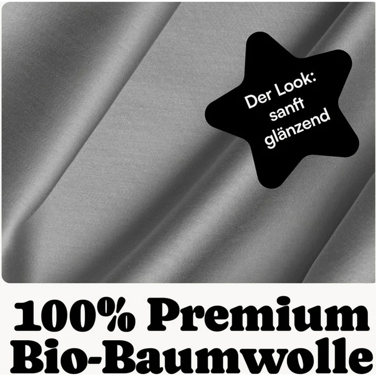 Seralino Bettwäsche Mako Satin Bettwäsche (100% Bio Baumwolle) mit Kissenbezug, 2 teilig, Fairtrade/ GOTS zertifiziert, uni Bettwäsche Set mit Reißverschluss – Bild 3