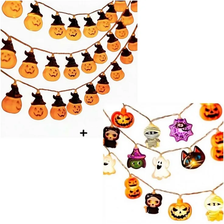 Bomiclss LED-Lichterkette 3M Halloween-LED-Lichterkette mit Kürbis-Laternen