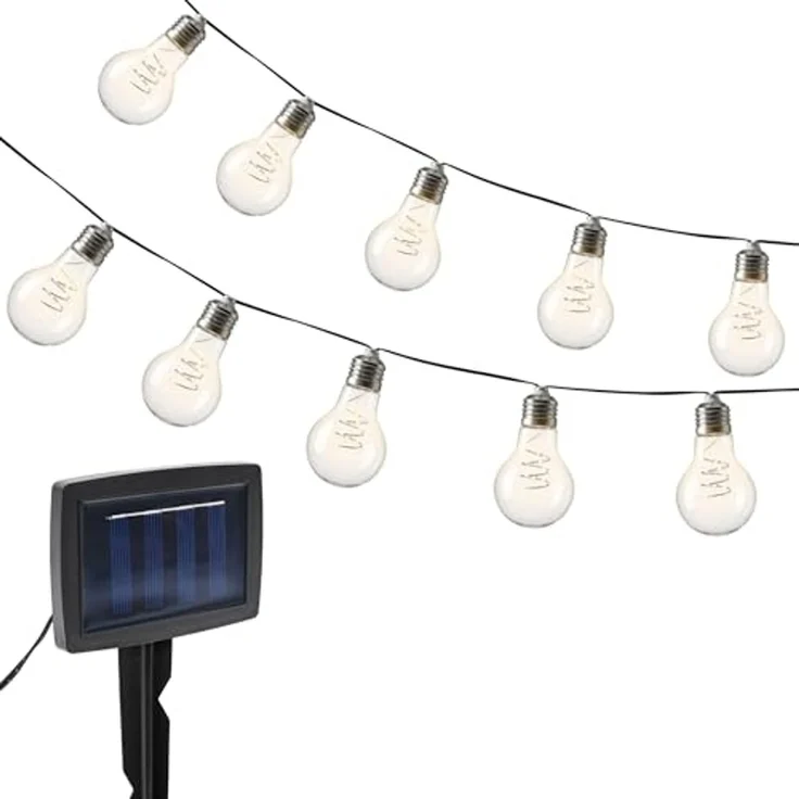 Spetebo LED-Lichterkette LED Solar Lichterkette mit 10 Glühbirnen auf 450 cm mit 2 Leuchtmodi, 10-flammig, Automatische Einschaltung bei Dämmerung – Bild 5