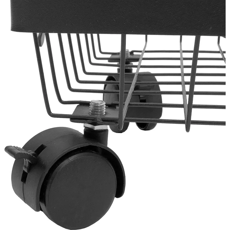 Regal HWC-N53, Küchenregal Rollregal Küchenwagen Standregal, Korb faltbar rollbar Eisen 95x39x28cm ~ schwarz – Bild 5