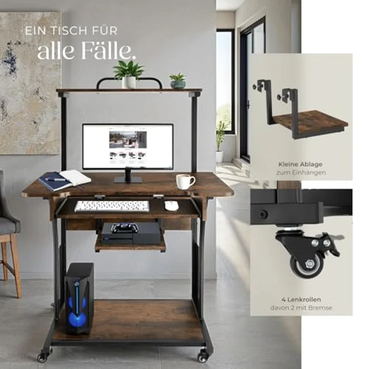 tectake Schreibtisch Fife (1-St, 1 tlg), Funktionaler Schreibtisch im kontrastreichen Industrial Style – Bild 6