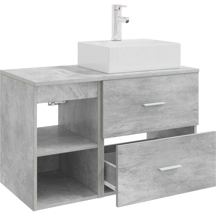 vidaXL Badezimmerschrank-Set 2 stk. Betongrau 79,5 x 41 x 79,5 cm 3403891 – Bild 4