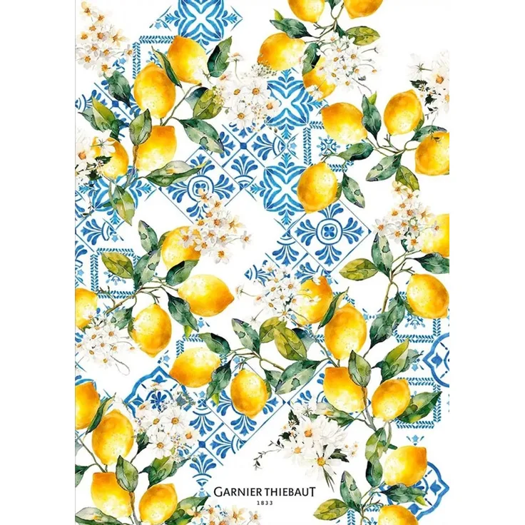 Garnier-Thiebaut Geschirrtuch Citrons Azulejos Bleu 50x70 Cm 50% Leinen/50%