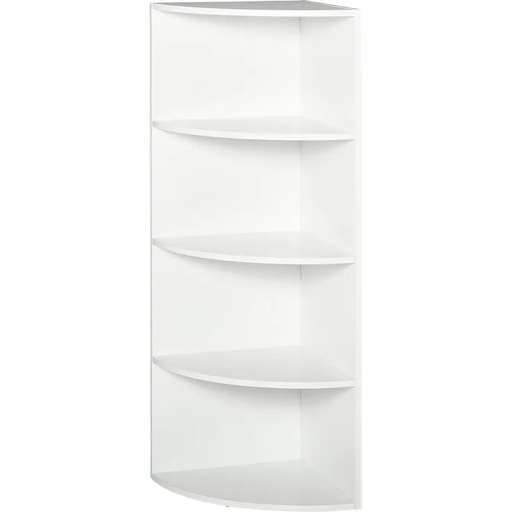 HOMCOM Eckregal Standregal Bücherregal Dekoregal Blumenregal Holzregal fächerförmig 4 Fächer Weiß 39,5 x 39,5 x 120 cm