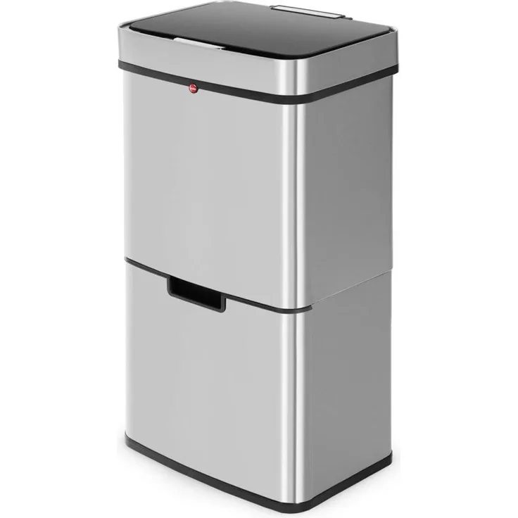 Hailo Mülltrennsystem mit Sensor Öko Vario XL, Tret-Mülleimer, Abfalltrenner, Abfalleimer, Edelstahl, 25 + 25 + 4 L, 0656-001