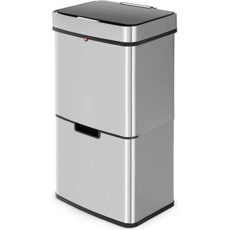 Hailo Mülltrennsystem mit Sensor Öko Vario XL, Tret-Mülleimer, Abfalltrenner, Abfalleimer, Edelstahl, 25 + 25 + 4 L, 0656-001 – Bild 1