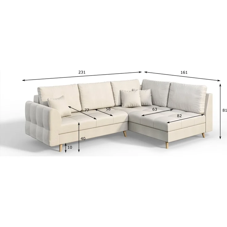 S-Style Möbel Ecksofa Cuba mit Holzfüßen im skandinavischen Stil, Ottomane links oder rechts bestellbar, mit Wellenfederung – Bild 3