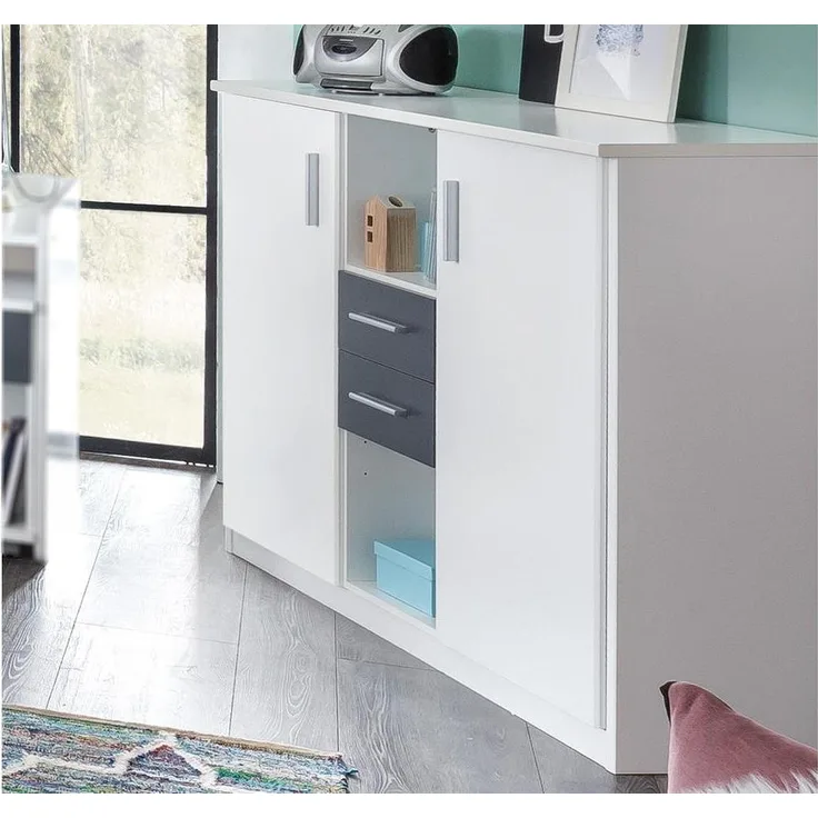 Highboard JOKER in Alpinweiß und anthrazit