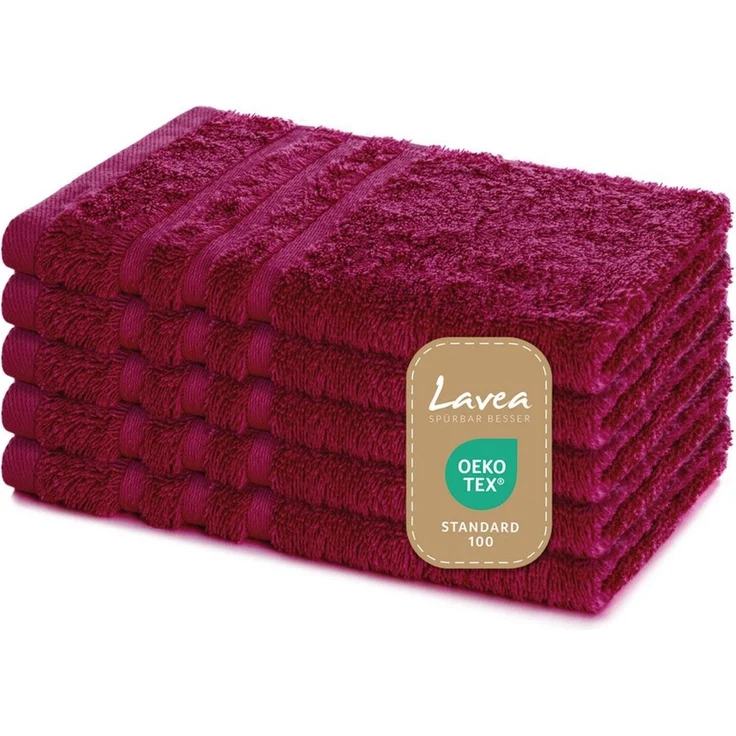 Lavea Gästehandtuch 5er Set Gästehandtücher, Elena Frottee, 30x50 cm Gästetuch, 100% Baumwolle (5er Set), 500 g/m² Frottier, weich & saugstark, pflegeleicht – Bild 1