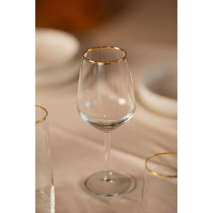Hermia Concept 'Avantgarde 490 - Gold, Transparent' Weingläser-Set (4-teilig), Gold / Transparent, 6,3 x 6,3 x 21,8 cm, 490 ml – Bild 1