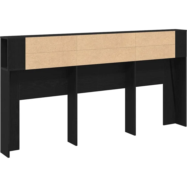 vidaXL Kopfteil Schrank Schwarz Eichen-Optik Holzwerkstoff 102,5 x 200 x 18,5 cm – Bild 7