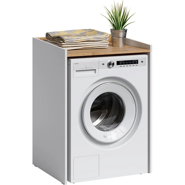 Waschmaschinenschrank Viktor Weiß/Artisan-Eiche 67.8 x 94.6 cm mit erhöhtem Rand Vicco – Bild 5
