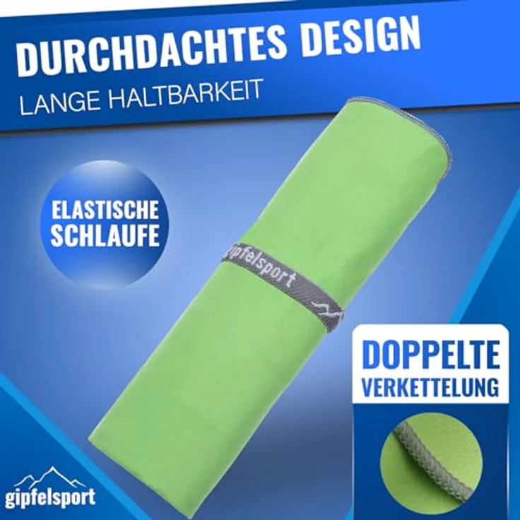 gipfelsport Mikrofaser Handtuch Set - für Sauna, Fitness, Sport I Strandtuch, Sporthandtuch I Grün XL: 180x80 – Bild 8