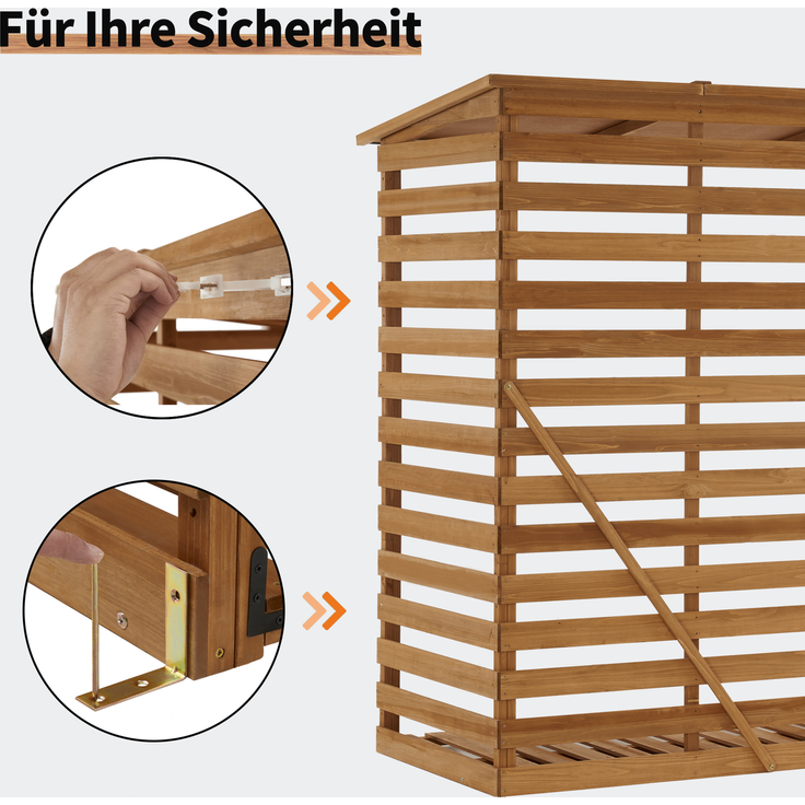M MCombo Holzregal, Outdoor Kaminholzregel mit Rückwand, Holzunterstand mit wasserdichter Abdeckung, 1202 – Bild 4