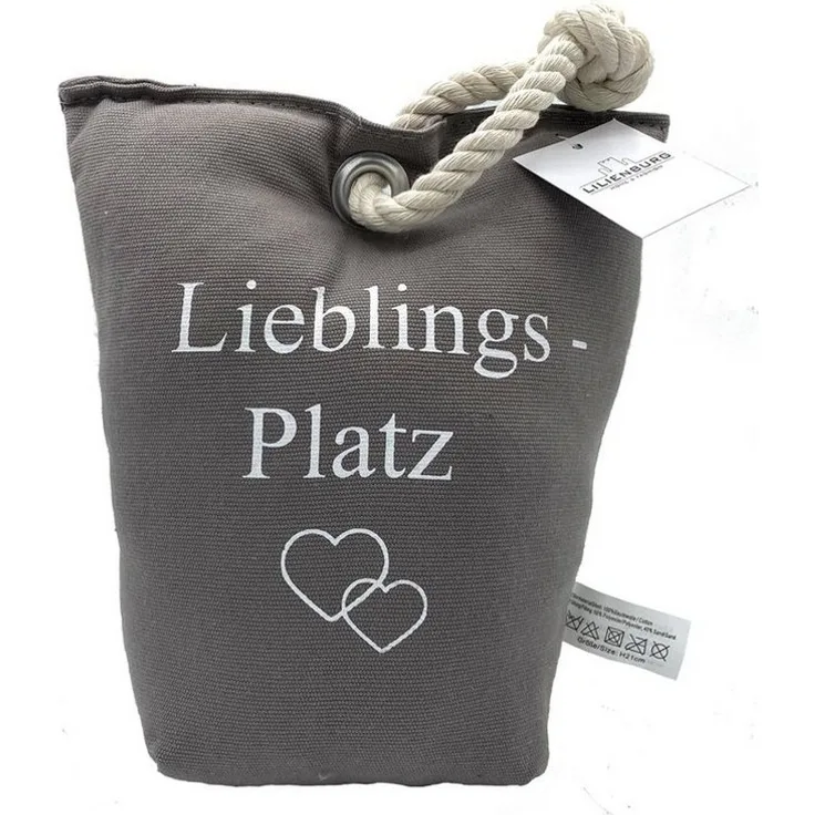 LB H&F Lilienburg Türfeststeller Türstopper Türdämpfer Türfeststeller Fensterstopper Grau Herz (schwer Stoff Sack Vintage (Lieblingsplatz), Lieblingsplatz