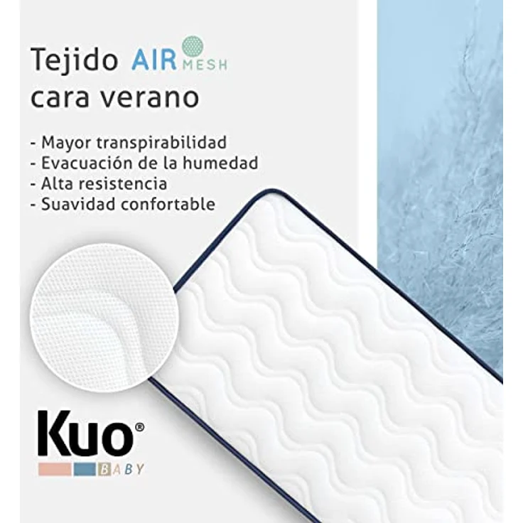 KUO Baby - Baloo Strubenwagenmatratze | Schaumstoff- und viskoelastische Matratze | Wendbar, hygienisch und atmungsaktiv | 72x33 cm – Bild 7