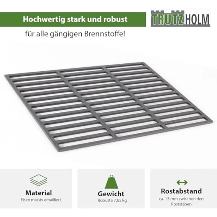 Grillrost 60x40cm rechteckig emailliert Rost Grillgitter Gusseisen Grillplatte – Bild 3