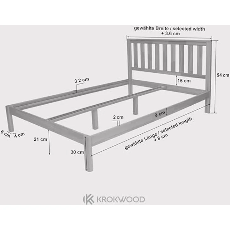 Krok Wood Massivholzbett Sofia mit Kopfteil in Buche – Bild 2
