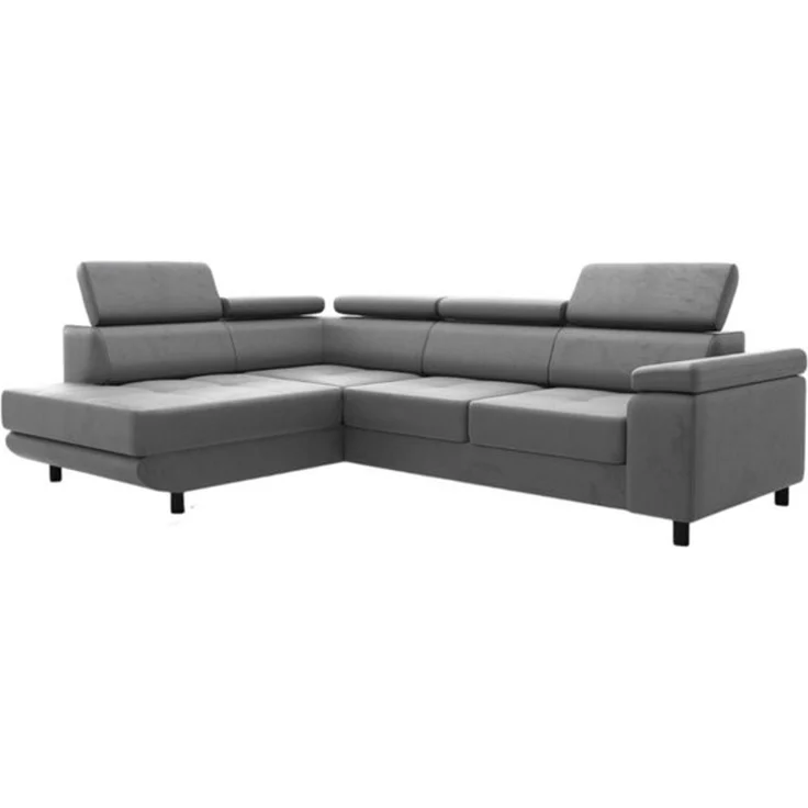 thematys Ecksofa LUNA L 250 x 183 cm, mit Schlaffunktion, mit Bettkasten, mit verstellbaren Kopfstützen, Grau (Monolith 85), Ausrichtung Links – Bild 6