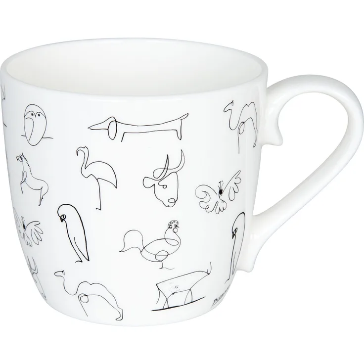 KÖNITZ 1120570104 Becher Picasso - Animaux (Tiere) - 425 ml aus Bone China Porzellan