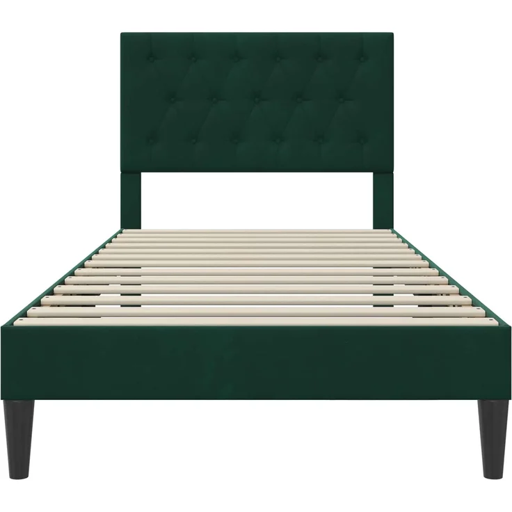 vidaXL Bettrahmen mit Kopfteil Dunkelgrün 90 x 200 cm Samt 42027639 – Bild 4