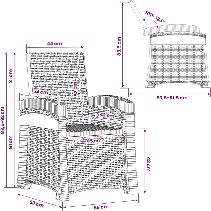 vidaXL Liegesessel Garten Rattan-Optik 2 Stk. Weiß PP 8011998 – Bild 10