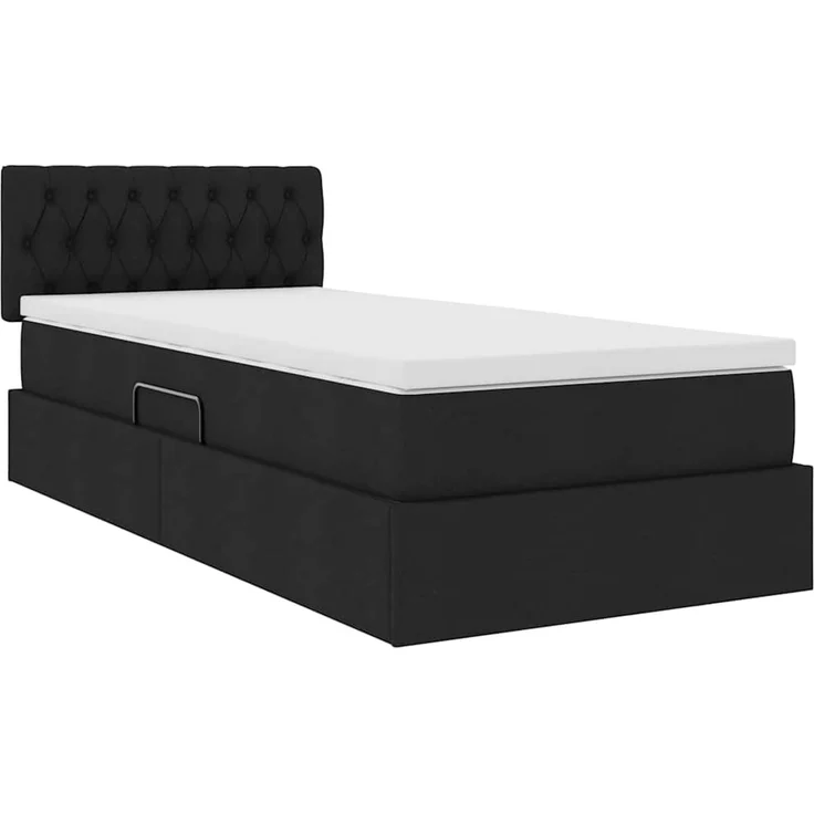 vidaXL LED-Speicherbett mit Matratze Schwarz 100 x 200 cm Stoff 3371189 – Bild 6