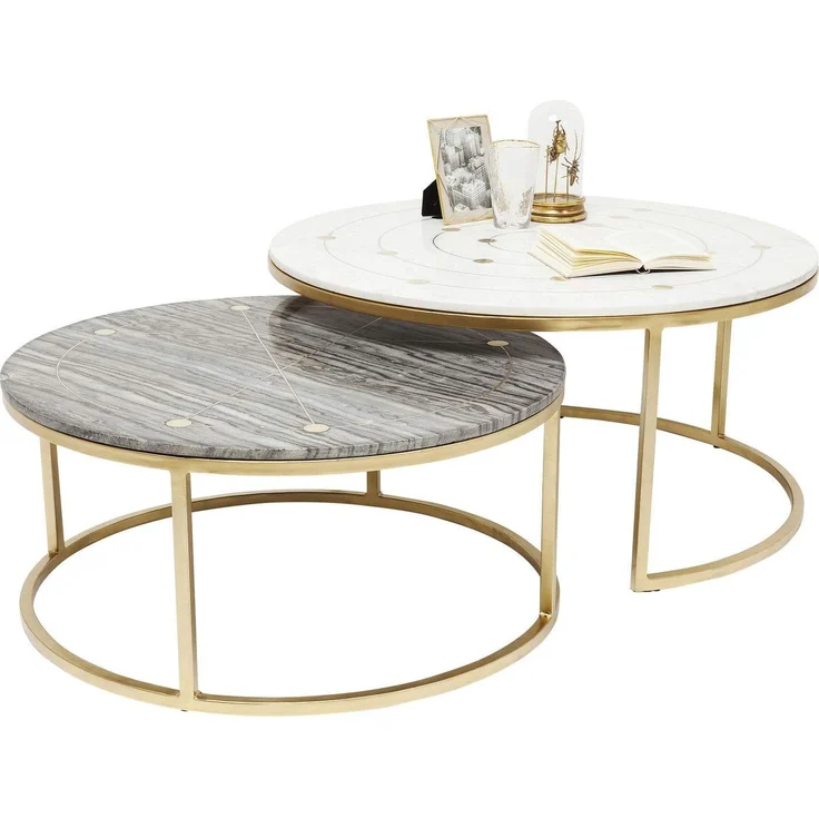Kare Design Beistelltisch Mystic Round, 2-er Set, Durchmesser 90cm , Marmor Beistelltisch, edel und dezent, Kaffeetisch, (H/B/T) 55 x 90 x 90 cm – Bild 9