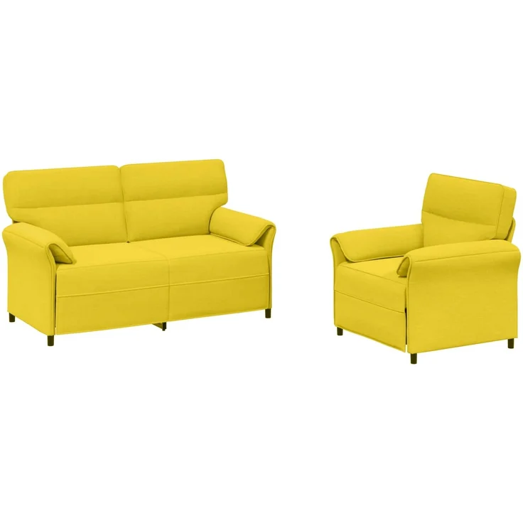 vidaXL Sofa Set 2 stk. Helles Gelb Stoff 3424867 – Bild 2