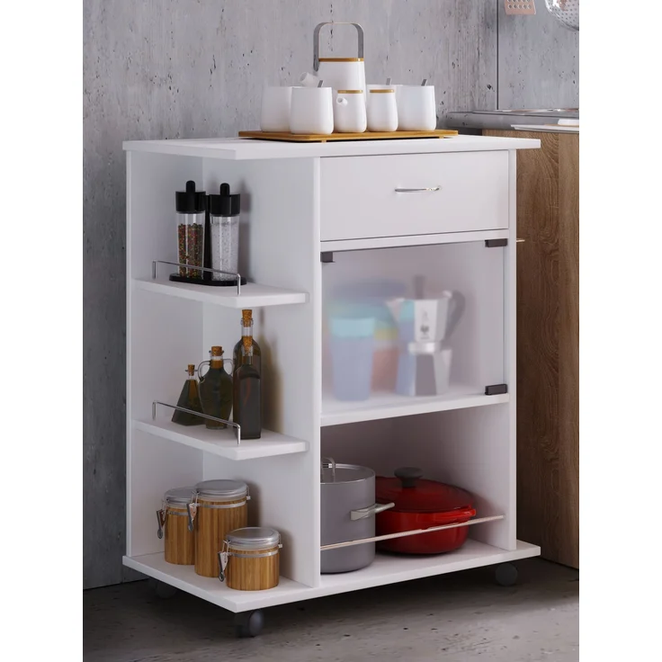 VCM Küchenmöbel Servierwagen Pocis 916892 Weiß H. 80 x B. 65 x T. 39 cm – Bild 3