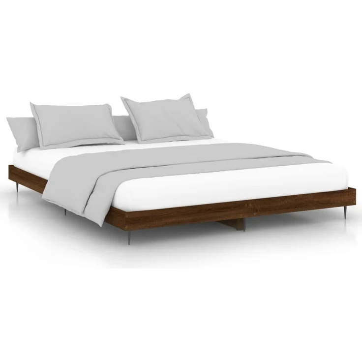 Doppelbett, Bettgestell Modernen ohne Matratze Braun Eichen-Optik 200x200 cm d1936e – Bild 1