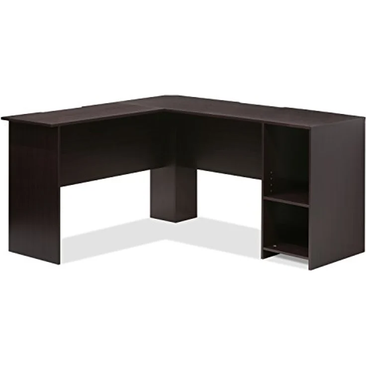 Furinno L-förmiger Schreibtisch mit Regalen, Holz, Espresso, 125.9 x 135.9 x 72 cm – Bild 5