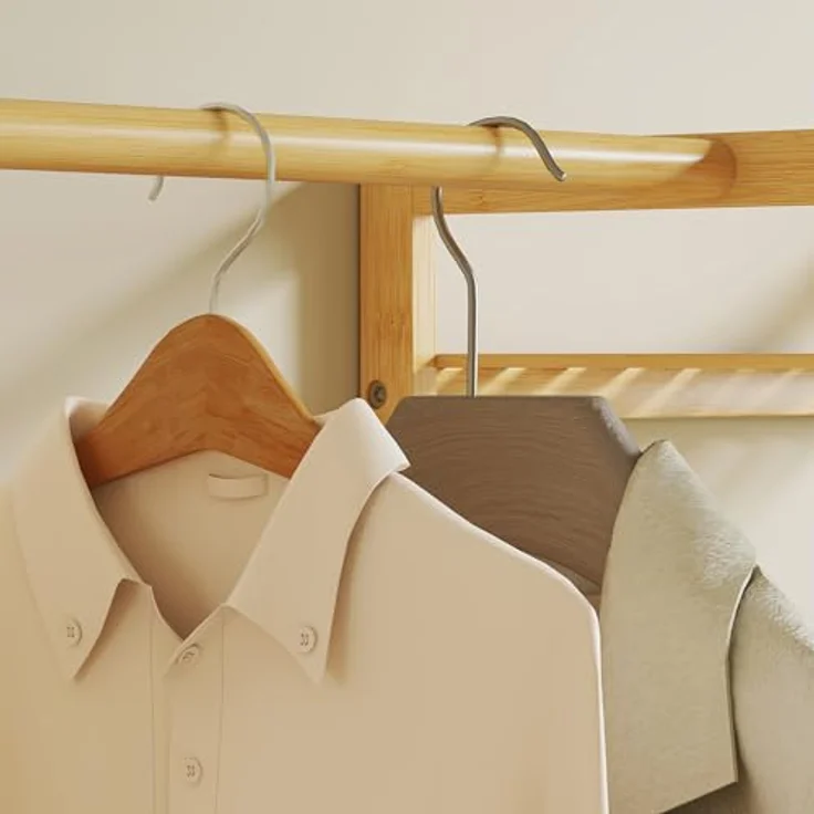 HOMCOM Garderobenständer mit Schuhregal, Kleiderhaken, Mantelständer, Sitzbank mit Kissen, (Kleiderständer, 1 St, Standgarderobe), für Wohnzimmer, Schlafzimmer, Naturholz – Bild 10