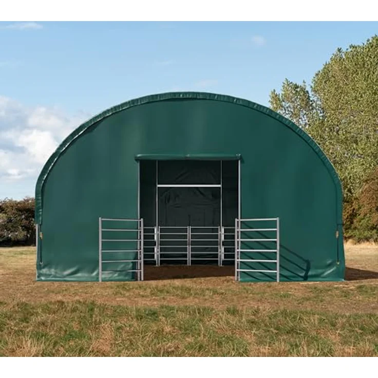 TOOLPORT Weidezelt 6x6 m, PVC Plane 2300 Newton, wetterfester Unterstand für Pferde, grün, für Betonuntergrund – Bild 2