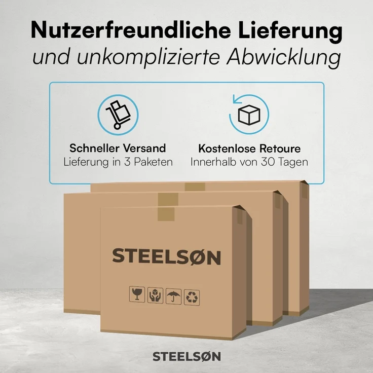 STEELSØN 'Thoria' Mülltonnenbox 3er je 120 Liter, anthrazit, Mülltonnenverkleidung aus Stahl, wetterfest, 111x62x177,5 cm, Müllbox mit Pflanzendach für 3 Tonnen – Bild 11