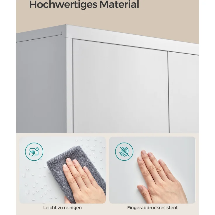 Songmics Aktenschrank mit 5 Ebenen, Stahl mattweiß, 60 x 40 x 180 cm – Bild 4