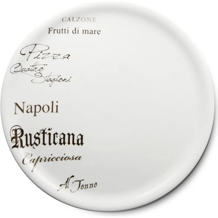 CreaTable - EUROPA GUSTOSO - Pizzateller 30,5 cm aus Porzellan mit Schriftdekor