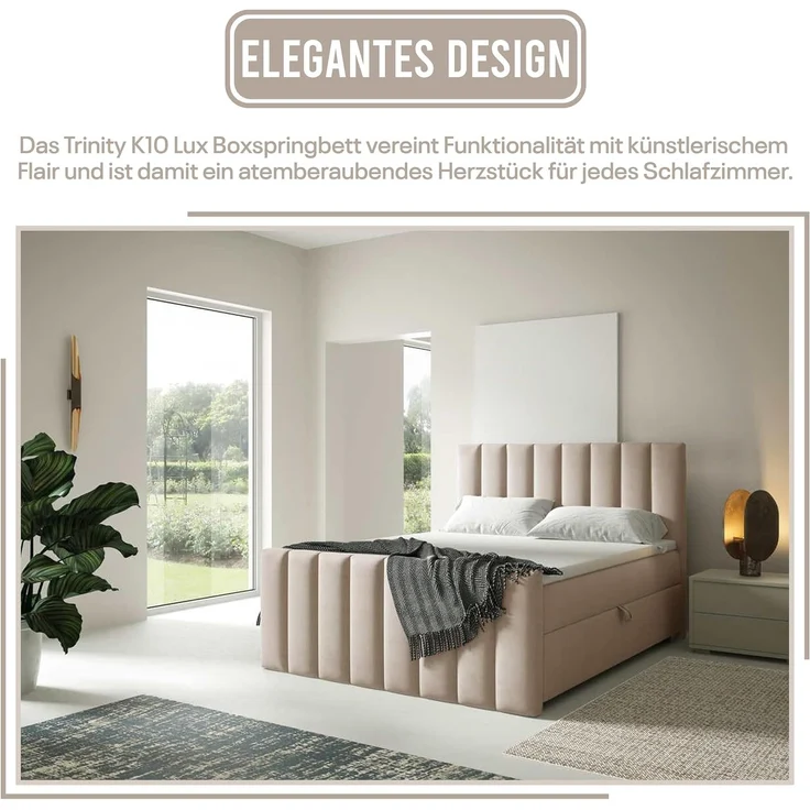 Best for Home Boxspringbett mit Bettkasten Trinity K10 Lux, mit Bettkasten, inkl. 7 cm Topper (140x200 160x200 180x200 200x200 cm), Verschiedene Liefermöglichkeiten, TOP Preis-Leistungs-Verhältnis – Bild 5