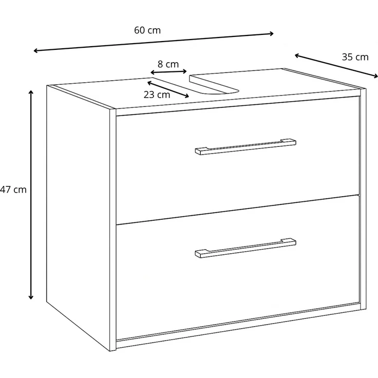 Waschbeckenunterschrank Florence 60 x 35 cm Cashmere - Hängender Badezimmerschrank mit 2 Schubladen – Bild 6