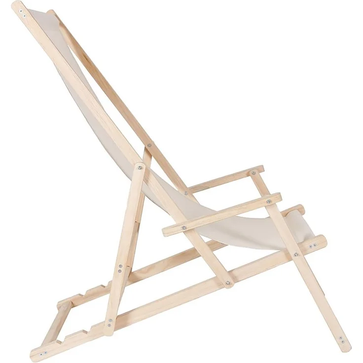Strandstuhl mit Armlehne, Holz beige, 56 x 125 x 147 – Bild 2