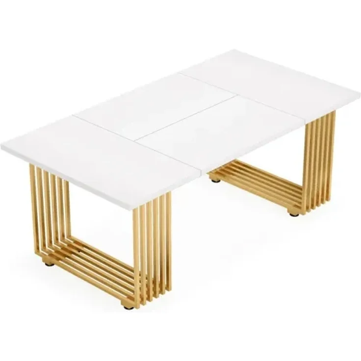 Klassischer Bürotisch,Eleganter Executive-Schreibtisch,Funktioneller Computer-Schreibtisch(nur Schreibtisch)--Gold + Weiß--180x79x79cm--YOUDENOVA – Bild 8