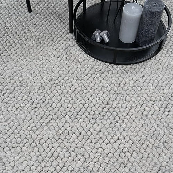 Consilio Concept Wollteppich Wooly, Silber, 100% Wolle, Rechteckig 80x150 cm, Oeko-Tex® Standard 100, für Fußbodenheizung geeignet, handgefertigt – Bild 2